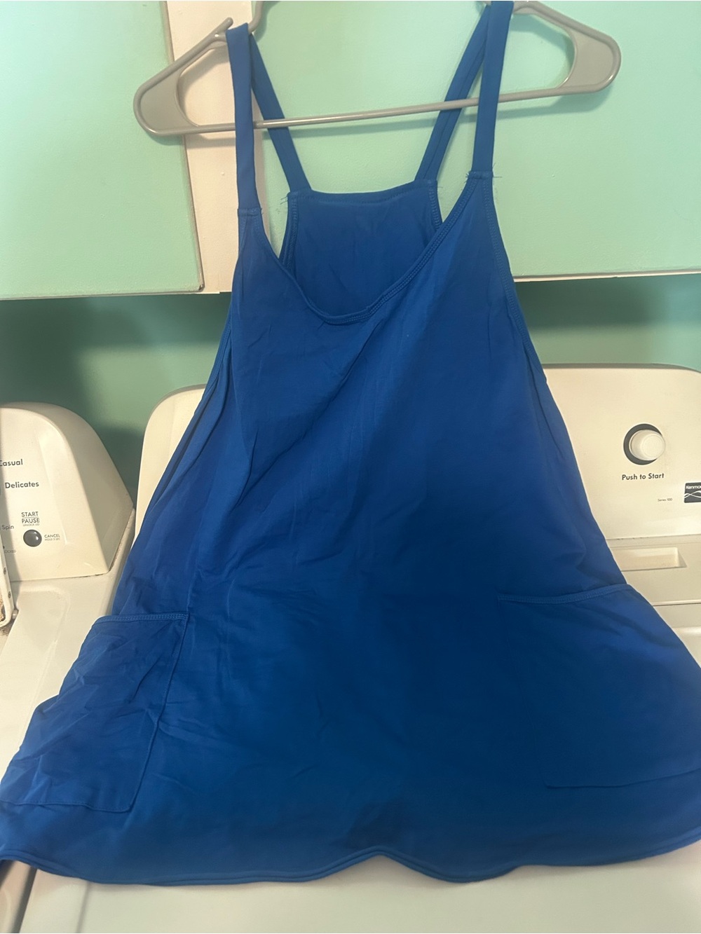 Blue Women's Sleeveless Jumpsuit Romper with Pockets